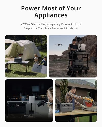 DJI Power 1000 Portable Power Station, 1024Wh LiFePO4 Battery, 2200W Solar Generator, Home Backup, 4-in-1 Fast Charging, 23db Ultra-Silent, Camping & RVs, Off-grid, Power Outage (Solar Panel Optional)