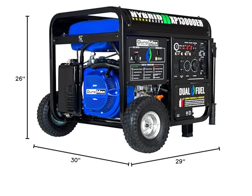 DuroMax XP13000EH Dual Fuel Portable Generator 13000 Watt Gas or Propane Powered Electric Start-Home Back Up, Blue/Gray