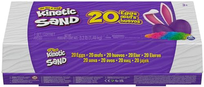 Kinetic Sand, 20-Pack Eggs, Easter Basket Stuffers, Includes 3.3lbs (3 Colors) Moldable Play Sand for Egg Hunts, Sensory Toys, Party Favors & Goodie Bags