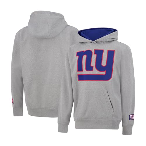 Ultra Game NFL Boys Extra Soft Fleece Pullover Hoodie Sweatshirt, New York Giants, Heather Gray, 8