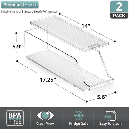 Sorbus Soda Can Organizer for Refrigerator Stackable Can Holder Dispenser with Lid for Fridge, Pantry, Freezer – Holds 12 Cans Each, BPA-Free, Clear Design,[Patent Pending] (2-Pack)