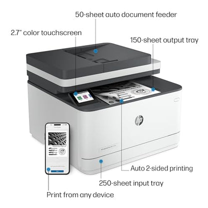 HP LaserJet Pro MFP 3101sdw Printer, Black and white, Printer for Small medium business, Print, copy, scan, Wireless; Print from phone or tablet; Two-sided printing; Scan to email