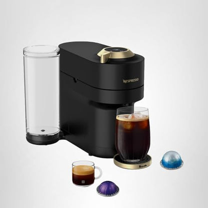 Nespresso Festive Vertuo Pop+ Coffee and Espresso Maker by Breville, Matte Black Gold