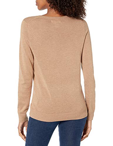 Amazon Essentials Women's Classic-Fit Lightweight Long-Sleeve V-Neck Sweater (Available in Plus Size), Camel Heather, X-Small