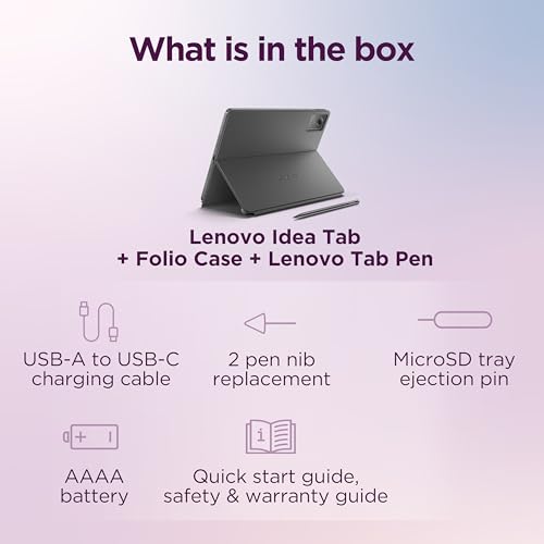 Lenovo Idea Tab - College Tablet - 11″ 2.5K IPS Touchscreen Display - 90Hz - MediaTek Dimensity 6300-4 GB Memory - 128 GB Storage - Integrated Arm Mali-G57 MC2 - Tab Pen and Folio Case