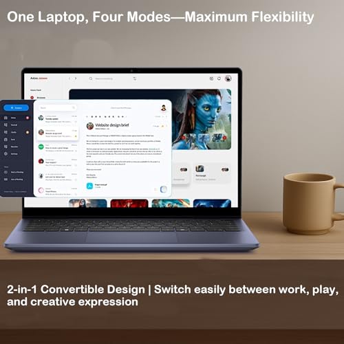 DELL Inspiron 7440 14 2-in-1 Touchscreen Laptop Computer - 14" FHD IPS, AMD Ryzen 5 8640HS for Business, Students, Fingerprint, Backlit, FHD Webcam, Win 11 Pro (64GB DDR5 RAM, 2TB SSD)