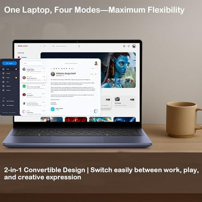 DELL Inspiron 7440 14 2-in-1 Touchscreen Laptop Computer - 14" FHD IPS, AMD Ryzen 5 8640HS for Business, Students, Fingerprint, Backlit, FHD Webcam, Win 11 Pro (64GB DDR5 RAM, 2TB SSD)
