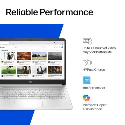 HP 2027 Everyday Laptop, Intel CPU, 128GB Storage, Copilot AI, Office 365 | 1TB Cloud Storage, Windows 11, Fast Charge, WiFi 6, Long Battery Life, Lightweight & Portable, Study & Work, Modern Silver