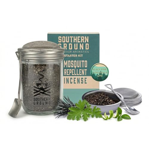 Southern Ground Natural Mosquito Repellent Outdoor Candle, Citronella Oil Incense Starter Kit, Recycled Coffee Grounds & Millwork Sawdust, Bug Repellent for Backyard Patio Camping, 10+ Hour Burn Time