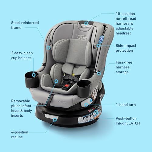Graco EasyTurn 360 2-in-1 Rotating Convertible Car Seat, Solae