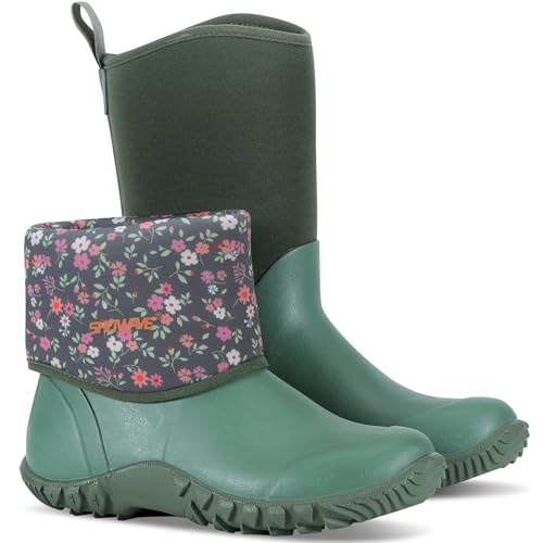 Showave Women's Rain Boots Waterproof Garden Boots Rubber Mud Boots,9