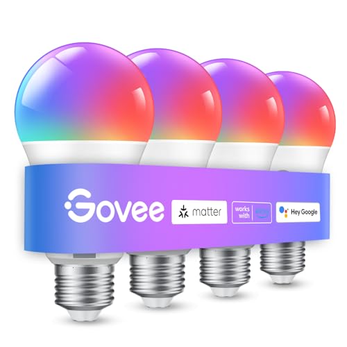 Govee Smart Light Bulbs, A19 Color Changing Light Bulb, 800 LM, E26 Base