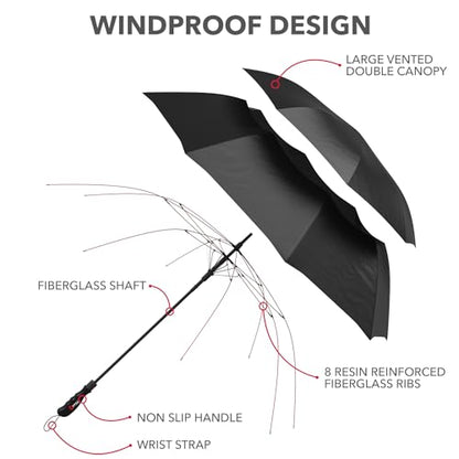 Repel Umbrella Windproof Travel Umbrellas for Rain - Easy Auto Open Close, Durable & Compact Umbrella, Strong Fiberglass Frame, Waterproof Canopy - Backpack, Purse, Portable, Black Umbrella for Travel