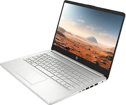 HP 14" Student-Laptop office365 Copilot AI, 4-Cores Intel N150(Up to 3.6GHz) 16GB RAM 384GB Storage(128GB UFS + 256GB Ghost Manta SD Card) Computer-Laptop with Wi-Fi 6 Win11 Natural Silver