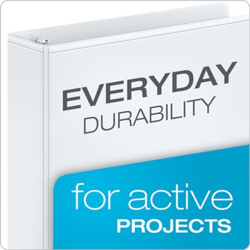 Cardinal Economy 3 Ring Binder, 3 Inch, Presentation View, White, Holds 625 Sheets, Nonstick, PVC Free, 4 Pack of Binders (00430)