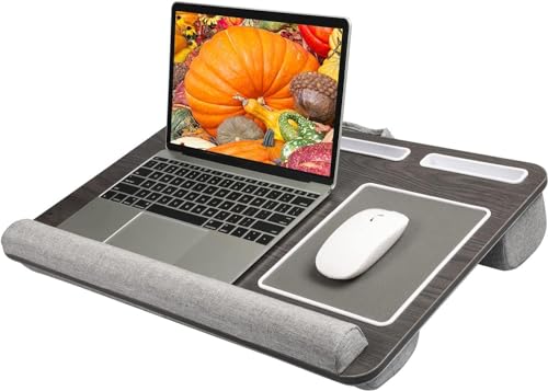 HUANUO Lap Desk - Fits up to 17 inches Laptop Desk, Black Woodgrain
