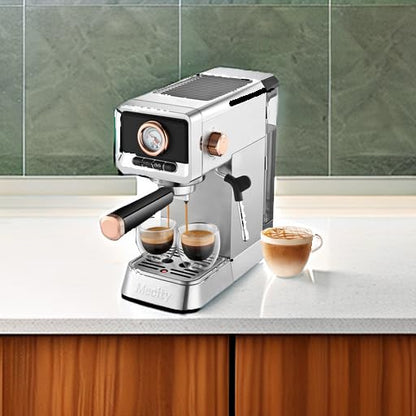 Mecity 20 Bar Espresso Machine with Milk Frother, Brushed Stainless Steel Shell, 37 fl.Oz Water Reservoir, Coffee Maker For Espresso, Latte, Mocha, Americano. 1400W