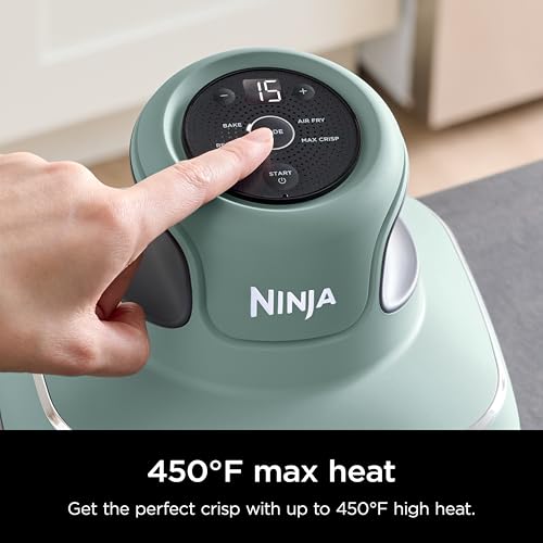 Ninja Crispi Air Fryer, Microwave, Freezer & Dishwasher Safe, Non Toxic Glass Portable Cooking System, 4 QT & 6 Cup Glass Containers with Storage Lids, Easy Meals, Air Fry, Bake, Green, FN101SG