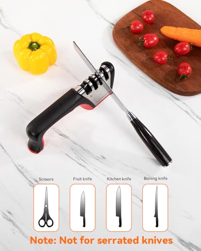 Brigii 4-in-1 Knife Sharpener, Kitchen Knife Accessories for Ceramic Knives, Steel Knives and Scissors, Aiding in Repair, Restoration, and Polishing of Blades