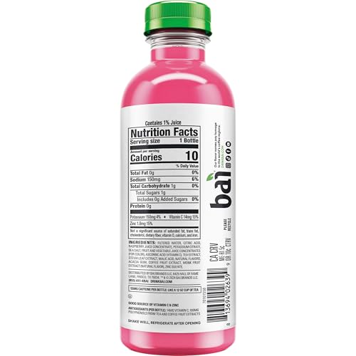 Bai Antioxidant Infused Water Beverage, Raspberry Lemon Lime, with Vitamin C and No Artificial Sweeteners, 18 Fluid Ounce Bottle, 12 Pack