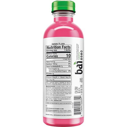 Bai Antioxidant Infused Water Beverage, Raspberry Lemon Lime, with Vitamin C and No Artificial Sweeteners, 18 Fluid Ounce Bottle, 12 Pack