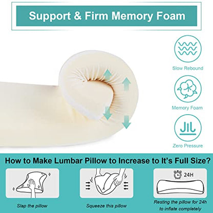 Gel Lumbar Support Pillow for Bed Relief Lower Back Pain, Cooling Memory Foam Pillow for Sleeping, Waist Sleep Cushion for Side, Back Sleepers, Wedge Bolster Pillow [US. Patent Design]