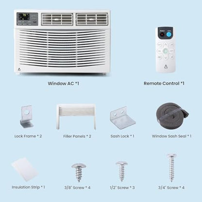 8000 BTU Window Air Conditioner, Window AC Unit 115V Cools Up to 350 Sq.Ft, Energy Saving with Remote & App Control & Timer, Perfect for Small Bedroom or Living Room, Easy Install Kit