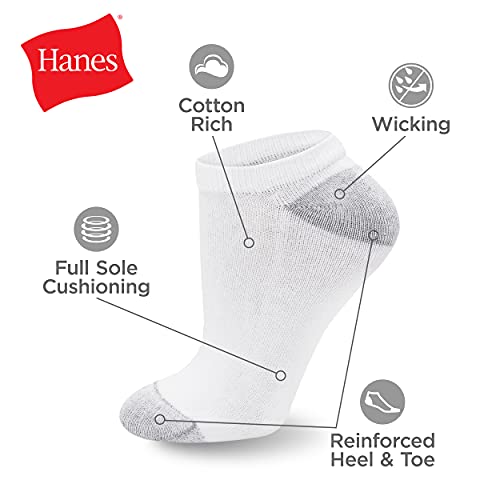 Hanes Womens Value Pack, No Show Soft Moisture-wicking Socks, Available In 10 And 14-packs, White - 10 Pack, 8-12 US