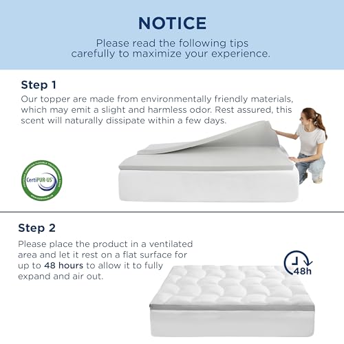 Bedsure King Size Dual Layer 4.5 Inch Memory Foam Mattress Topper, 2.5" Gel Memory Foam and 2" Waterproof Mattress Pad with 8-21" Deep Pocket, Cooling Pillow Top Cover for Back Pain, Medium Support