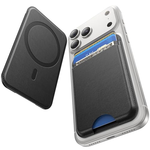 Fanseesy for MagSafe Wallet, 5 Card Holder, Slim Leather Magnetic Wallet for iPhone 17/16/15/14/13/12 Pro Max Plus Air Series, 1 Card Slots & 1 Cash Slot, Black