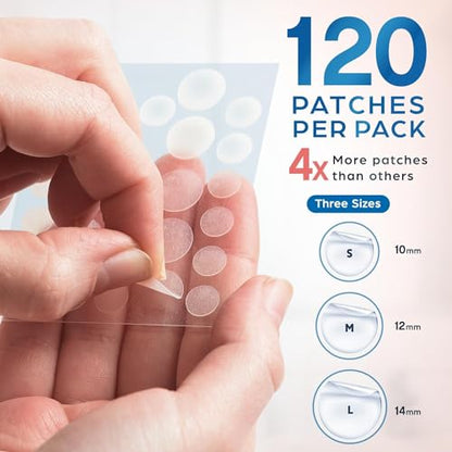 PatchRx Pimple Patches for Face (120 Patches), Hydrocolloid Acne Patches with Tea Tree Oil, Pimple Patch Pimple Stickers - Hydrocolloid Patch Acne Dots - Acne Pimple Patches For Face - Zit Patches