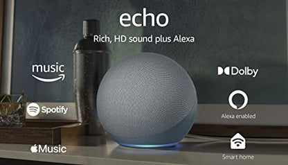 Amazon Echo (newest model), Alexa speaker with premium sound, Ideal for large bedrooms, living rooms and kitchens, Twilight Blue