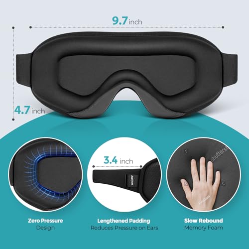 WAOAW Sleep Mask for Men Women: Blackout Eye Masks for Sleep - 3D Breathable Soft Comfortable Eye Mask for Travel - Adjustable Light Blocking Night Masks for Sleeping
