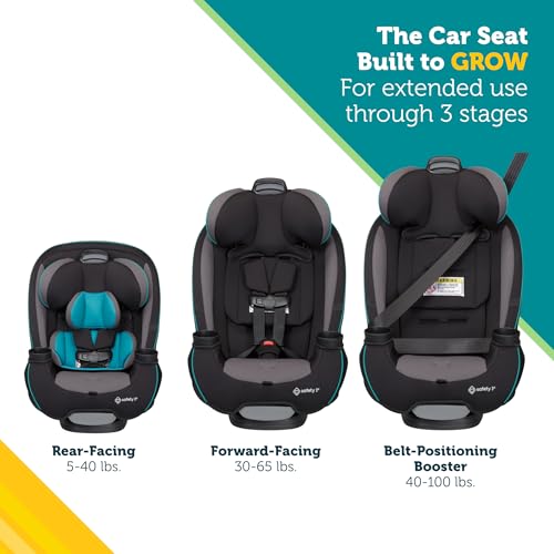 Safety 1st Grow and Go All-in-One Slim Convertible Car Seat, Rear Facing, 5-40 lbs, Forward Facing (30–65 lbs), High Back Booster Seat 40-100 pounds, Vineyard Girl