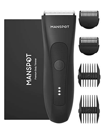 MANSPOT Manscape Groin & Body Hair Trimmer for Men, Electric Ball Trimmer Pubic Trimmer Body Shaver, Replaceable Ceramic Blade Heads,Waterproof Wet/Dry Body Shaver Groomer,90 Minutes Shaving