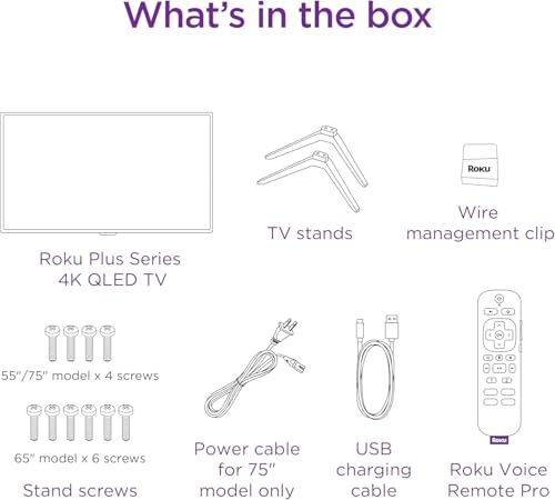 Roku Smart TV – 75-Inch Plus Series 4K QLED RokuTV with Roku Voice Remote Pro, Dolby Vision, Striking 4K Resolution, Automatic Brightness, & Seamless Streaming – Live Local News & Sports