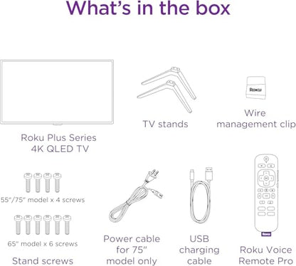 Roku Smart TV – 75-Inch Plus Series 4K QLED RokuTV with Roku Voice Remote Pro, Dolby Vision, Striking 4K Resolution, Automatic Brightness, & Seamless Streaming – Live Local News & Sports