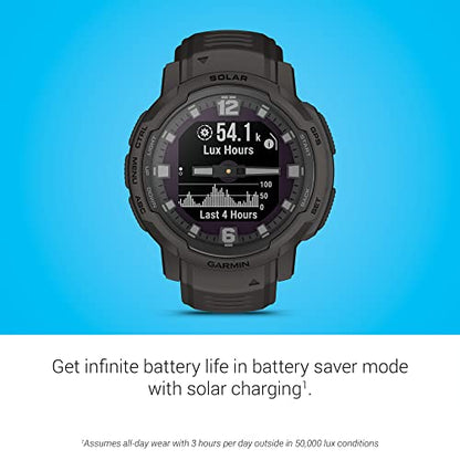 Garmin Instinct Crossover Solar, Rugged Hybrid Smartwatch with Solar Charging Capabilities, Analog Hands and Digital Display, Graphite, Adjustable