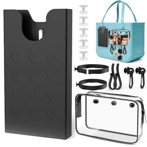UJOYOK 8PCS Accessories for Bogg Bags, Hole Bags Organizer with Phone Holder,Cup Holder & PVC Clear Bags, Hooks and Keychain, Compatible with Original Medium Large Bogg Bag & Other Hole Bag