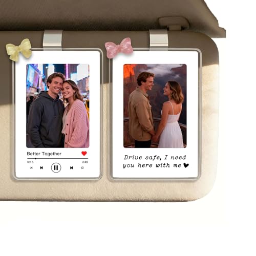 xcanartvy 2X Drive Safe Car Visor Photo Clip for Couples, Romantic Car Accessory Gift for Boyfriend, Girlfriend, Husband, Wife, Long Distance Love