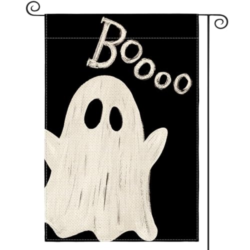 AVOIN colorlife Ghost Boo Halloween Garden Flag 12x18 Inch for Outside