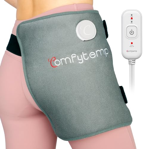 Comfytemp Hip Heating Pad for Hip/Sciatica Pain Relief - FSA HSA Eligible Hip Support Brace, Lower Back/Thigh/Buttock Electric Heat Pad, Birthday Gift for Mom/Wife, Hot Physical Therapy (Gray, S/M)