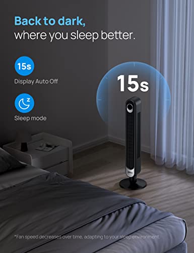 Dreo Tower Fan 42 Inch, Cruiser Pro T1 Quiet Oscillating Bladeless Fan with Remote, 6 Speeds, 4 Modes, LED Display, 12H Timer, Black Floor Standing Fan Powerful for Indoor Home Bedroom Office Room