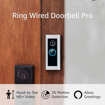 Ring Wired Doorbell Pro (Video Doorbell Pro 2) with Ring Floodlight Cam Wired (White) and Ring Alarm 14-Piece (White)