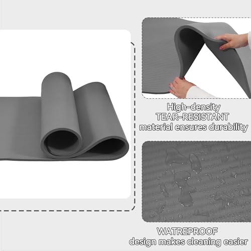 Yoga Mat, 1/2-Inch Extra Thick High Density Exercise Mat, Anti-Tear Exercise Yoga Mat with Carrying Strap, Suitable for Various Yoga Exercises