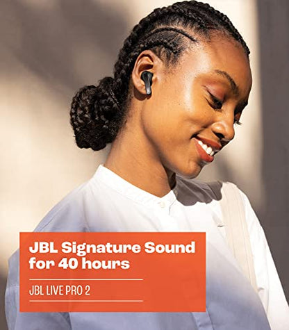 JBL Live Pro 2 - True Wireless Noise Cancelling Earbuds, up to 40 Hours of Playback with Wireless Charging, 6 mics for Perfect Calls, Touch & Voice Control, IPX5 Water Resistant (Black)