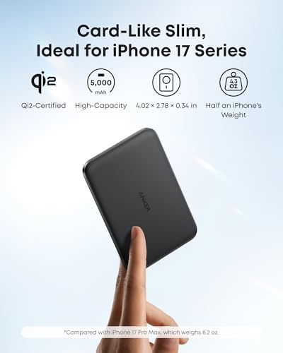 Anker Nano Magnetic Power Bank, 5,000mAh Qi2-Certified 15W Portable Charger