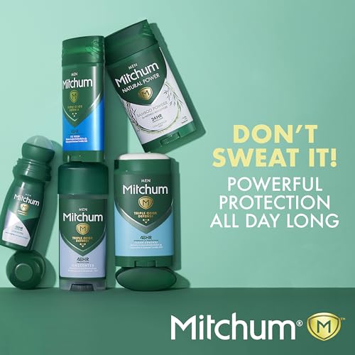 Mitchum Men's Deodorant, Antiperspirant, Triple Odor Defense Gel Stick, 48 Hr Protection, Dermatologist Tested, Alcohol Free, Unscented, 3.4 Oz (Pack of 2)