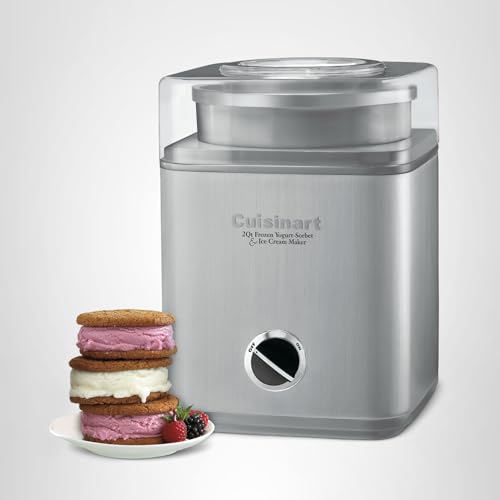 Cuisinart Ice Cream Maker Machine, 2-Quart Ice Cream, Sorbet and Frozen Yogurt Machine, Fully Automatic Double-Insulated Freezer Bowl Makes Frozen Desserts in Under 30 Minutes, ICE30BCP1, Silver
