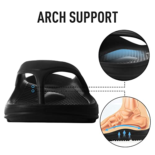 shevalues Orthopedic Sandals for Women Arch Support Recovery Flip Flops Pillow Soft Summer Beach Shoes, Black 39 (7.5-8 Women/6-6.5 Men)